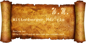 Wittenberger Mária névjegykártya